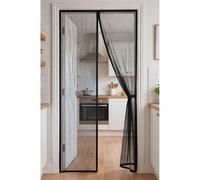 Magnetic Door Screen 79 x 179 cm Full Frame Magic Tape Kid and Pet Friendly Fly Nets for Doors with Powerful Magnets Keeps Bugs Out Easy to Install Without Drilling, Black