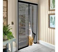Magnetic Door Screen 84 x 217 cm Keeping Out Flies & Bug, Keep Fresh Air in Heavy Duty Bug Mesh Curtain Hundreds of Sizes for Bedroom/Balcony/Kitchen, Etc., Black