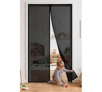 Magnetic Door Screen 92 x 292 cm Frame Hook & Loop Hundreds of Sizes Duty Door Screen Keep Bugs Out & Lets Fresh Air in Easy to Install Without Drilling, Black