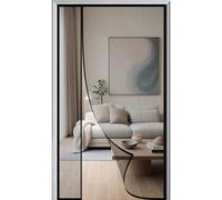 Magnetic Door Screen 95x195cm Left Right Side Opening Anti Mosquito Door Net Self Closing Hanging Durable Polyester Mesh with Powerful Magnets Keep Insects Out Black