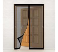 Magnetic Door Screen 96 x 204 cm Fly Nets for Doors Keep Fresh Air in Hands Free Automatically Closes Fly Nets for Living Room, Bedroom, Black
