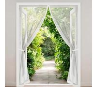 Magnetic Door Screen 98 x 283 cm Frame Hook & Loop Hundreds of Sizes Fly Nets for Doors with Powerful Magnets Keeps Bugs Out No Drill Installation Automatically Closes, White