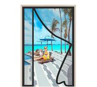 Magnetic Door Screen Black 85x205cm Hands Free Instant Mesh Mosquito & Bug Net CurtainKeep Open with Hook&Loop Straps for Sliding Door Patio French