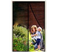 Magnetic Door Screen Heavy Duty, 150x205cm Mesh Curtain Powerful Magnets Hands Free Insect Protection Curtains Easy Install No Drilling Top Bottom Seal Keeps, Black 1995-Size