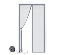 Magnetic Door Screen, SMALUCK Heavy Duty Fly Door Screen Mesh with Powerful Magnets, Durable Mesh Curtains Keeps Bugs Out, Frame Hook & Loop, Kid and Pet Friendly (80 x 200 cm, Grey)