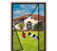 Magnetic Door Screen with Magnets 75x190cm Reversible Left Right Side Opening Door Mosquito Net Fine Mesh to Keep Bugs Out Self Sealing with Full Frame Magic Tape Easy to Install Black