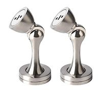 Magnetic Door Stop, 2 Pack Door Stops Wall Protector Floor Mounted Door Stopper, Brushed Finish Door Holder Soft Door Catch for Home Office Silver