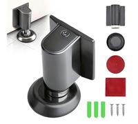 Magnetic Door Stop, No Drilling Adjustable Mechanical Floor Door Stopper - Invisible Weighted & Silent Catch Holder, Zinc Alloy for Home/Office(Grey)