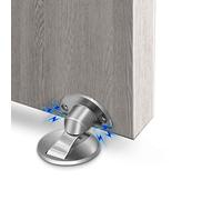 Magnetic Door Stop, Stainless Steel Magnetic Door Stopper Invisiable Floor Magnet Door Stoppers Heavy Duty Magnetic Door Holder Catch with 3M Self Adhesive Doorstop for Door Hold Open, 1Pack, Silver