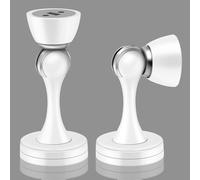 Magnetic Door Stop, White Door Stopper Wall Protector Stainless Steel Door Holder Heavy Duty Magnetic Door Catch Keep Door Open Magnet Doorstops Wall Floor Mounted, 2 Pack