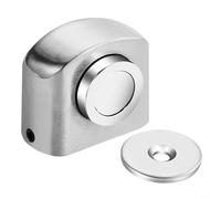 Magnetic Door Stop Windproof Anticollision Zinc Alloy Face Mounted Silent Door Stopper No Drilling Required Home Bedroom Bathroom Hardware Multiple Colors (Silver)