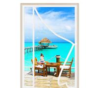 Magnetic Doors Mosquito Net 85x205cm White Insect Net Mesh Screen Window with Full Frame Magnetic Strip Shuts Automatically Keep Bugs Out Lets Fresh Air in