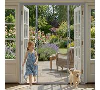 Magnetic Double-Door Fly Screen, Anti-Mosquito Mesh Curtain Door, Heavy-Duty Self-Sealing with Powerful Magnets & Full Frame Hook and Loop Fastener, No Drill Installation,170x255cm, Grey