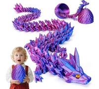Magnetic Dragon Egg, 43CM 3D Printed Dragon, Dragons Fridge Magnet, 3D Printed Animals Set, Easter Gifts for Kids (Blue-purple with eyes)