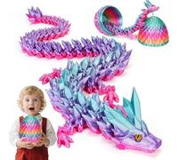 Magnetic Dragon Egg, 43CM 3D Printed Dragon, Dragons Fridge Magnet, 3D Printed Animals Set, Easter Gifts for Kids (Rainbow with eyes)