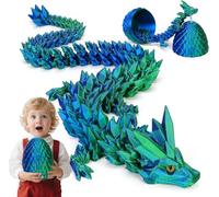 Magnetic Dragon Egg, 43CM 3D Printed Dragon, Dragons Fridge Magnet, 3D Printed Animals Set, Easter Gifts for Kids (Blue-green with eyes)