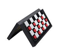 Magnetic Draughts Board Game with Magnetic Checker Pieces, Mini Folding Portable Travel Checkers Set