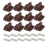 Magnetic Drawer Catch, 12pcs Heavy Duty Magnetic Drawer Catch with Screws, Push to Open & Release Cabinet Hardware for Furniture Drawers, Latch for Smooth Closure, Brown