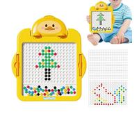 Magnetic Drawing Board - 116 Colorful Beads & 20 Patterns, Creative Station Dual Pen, Portable Sketcher for Learning, Astronaut Rabbit Design | Birthday Gift for Capod
