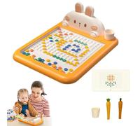Magnetic Drawing Board for Kids - Montessori Educational Toy with 2 Carrot Pens, Color Matching Beads, Learning Cards & Creative Doodle Board, Safe Design to Prevent Bead Loss & Swallowing (1pc)