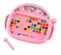 Magnetic Drawing Board for Kids, Toddler Magnet Doodle Board with 50 Beads, 1 Pens and Reference Card, Magnetic Dot Art, Airplane Car Travel Activities, Travel Toy for Kids Aged 3-6 Years Old (Pink)