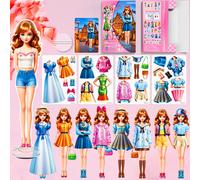 Magnetic Dress Up Doll Magnet Paper Dolls Magnet Princess Dress Up Dolls for Girl Kid Toddler Travel Activities Road Trip Car Ride Learning Creat