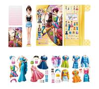 Magnetic Dress-Up Dolls - Reusable Sticker Book | Princess Fashion Pretend Play | Includes 1 Doll & 20+ Decorations, Educational Quiet-Book, Perfect Travel Toy, For Girls Ages 3-6