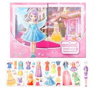 Magnetic Dress Up Princess for Girls,3D 20 Dress Shoe Handbag and Accessory DIY Magnetic Sticker Quiet Book,Learning Created Imagine Set,Girls Birthday Presents Age 3,4,5,6,7,8 Years Old(Style-B)