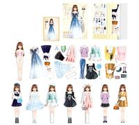 Magnetic Dress Up Set Paper Dress Set Preschool Learning Clothes Puzzle Outfit Reusable Cultivate Aesthetics for Children (Natsuki)