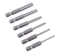 Magnetic Drill Bits, 6pcs 50mm 2.0-6.0mm 0.25" Hex Shank S2 Alloy Steel Flat Head Magnetic Tip Slotted Screwdriver Bits