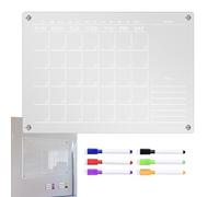 Magnetic Dry Erase Calendar for Refrigerator - Clear Acrylic Weekly Planning Board, 5-Star Monthly Refrigerator Whiteboard, Transparent Fridge Calendar with 6 High-Contrast Markers