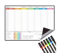 Magnetic Dry Erase Weekly Calendar for Fridge - Large 17"x12" Magnetic Weekly Planning Board with Hourly Time Slots - 6 Extra Fine Point Markers Included