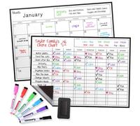 Magnetic Dry Erase Whiteboard Calendar & Chores Chart for Fridge Bundle: Includes 2 Large Whiteboards, 6 Markers, & Eraser - Perfect Kitchen Organiser, Notice Board, and Monthly Planner - 17"x 12"