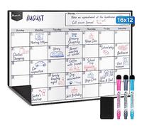 Magnetic Dry Erase Whiteboard Calendar for Fridge - A3 / 40 x 30 cm - Refrigerator White Board Sheet with 3 Colourful Markers & Eraser - Monthly Meal Planner & Organiser for Family - by Yes4Quality