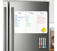 Magnetic Dry Erase Whiteboard for Fridge,Easy to Write and Clean Refrigerator Magnets for Whiteboard Flexible with 5 Magnetic Markers and 1Eraser
