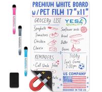 Magnetic Dry Erase Whiteboard Sheet for Fridge - A3 / 17x11 / 43x28cm - Stain-Resistant with 3 Markers & Big Eraser with Magnets - Small Refrigerator White Board Planner & Organiser - by Yes4Quality