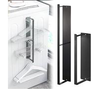 Magnetic Drying Rack Laundry, Magnetic Laundry Hanging Rod,Magnetic Laundry Clothes Drying Rack,Hanger Storag,Magnetic Hanger Organizer Stacker,Magnetic Hanger Holder for Laundry Room (Black, S+L)