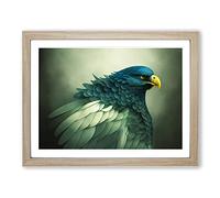 Magnetic Eagle Bird H1022 Framed Print for Living Room Bedroom Home Office Décor, Wall Art Picture Ready to Hang, Oak A4 Frame (34 x 25 cm)