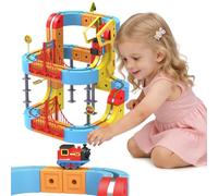 Magnetic Electric Train Set for Kids, 88PCS Magnetic Train Infinity Racer Track, Cube Tracks Train Set Toys for Toddlers 4-8, STEM Magic Car Tracks Toys.