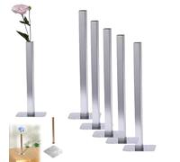 Magnetic Elegant Single Stem Vase,Hidden Magnet Table Centerpiece Decor,Single Rose Vase,Anti-Tip Design for Home Dinner Daily Decor (5 Pcs Silver)