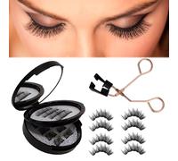 Magnetic Eyelashes,8 Pairs Reusable 3D Magnetic Eyelashes with Applicator Natural Looking Fake without Eyeliner DIY Eyelash Extension Kit Thick Fluffy Lash Clusters Easy to Wear Remove