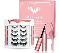 Magnetic Eyelashes, Eye Lashes With 5 Pairs of Magnetic Lashes - 2 Tubes of Magnetic Eyeliner, Reusable Magnetic Eyelashes with Tweezer, No Glue Needed