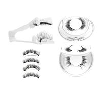 Magnetic Eyelashes Kit - 2 Pairs Magnetic Lashes Natural Look with Applicator & Mirror Case, No Glue Needed, Reusable Strong Hold False Lashes - Beginner Friendly & Comfortable