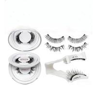 Magnetic Eyelashes Kit, 2 Pairs Reusable Magnetic Lashes Natural Look, Magnetic Eyelashes with Applicator, Waterproof No Glue Lashes, Magnetic Eye Lashes Easy to Wear for Beginner