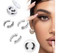 Magnetic Eyelashes Kit,3 Pairs No Glue False Lashes, Reusable & Natural Magnetic Lashes, Effortless Beauty for Beginners & Pros(No Applicator)