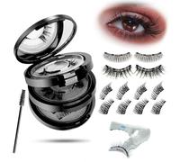 Magnetic Eyelashes Kit - 4 Pairs Magnetic Lashes Natural Look with Applicator, Wispy Strip & 3/4 Half Lashes Style, No Glue Reusable False Lashes with 4-Magnet Upgrade for Daily Use