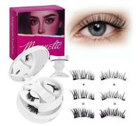 Magnetic Eyelashes, Magnetic Eyelashes Without Eyeliner, Magnetic Eyelashes with Applicator, Eyelashes Magnetic Natural Look, No Glue Required, Easy to Remove (A)