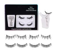 Magnetic Eyelashes Natural Look | 2 Pairs Glue-Free Natural False Strips Extensions - Magnetic Eyelashes with Applicator | for Beginners Girl Women Travel Business Trip Home Beauty Volume Wife Sister