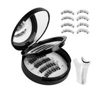 Magnetic Eyelashes | Reusable False Eyelashes | 2 Pair Thick False Eyeelashes with Eyeliner | Waterproof Natural Magnetic with Applicator Portable Make Up Supplies, No Glue Eye Lash for Women, Girls