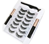 Magnetic Eyelashes Set - 7 Pairs 3D Magnetic Lashes + 2 Black Magnetic Eyeliner Tubes | Reusable, Easy To Wear, Waterproof